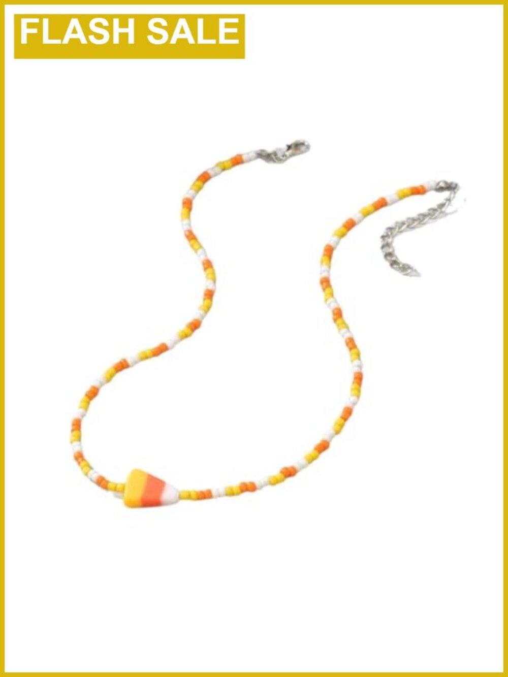 Handmade Candy Corn Beaded Choker Necklace for Women Halloween